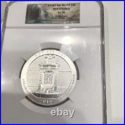2010-P 5 Oz silver ATB Coin. NGC SP70 -Hot Springs. First coin in the series