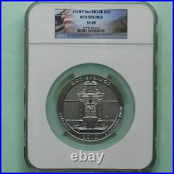2010-P 5 oz Silver Coin, America The Beautiful, Hot Springs, NGC SP 69