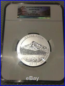 2010-P America The Beautiful Mount Hood SP69 5oz Silver Coin 25C NGC Flag