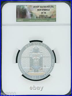 2010-P HOT SPRINGS NP 25C America the Beautiful ATB 5 OZ. SILVER NGC SP70