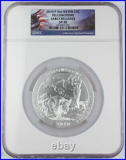 2010 P Yellowstone America the Beautiful 5 Oz Silver Coin SP70 NGC Early Release