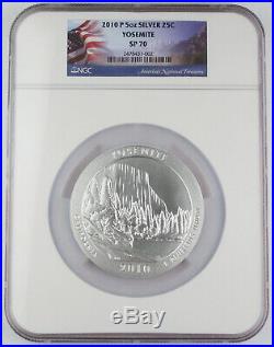 2010 P Yosemite America the Beautiful 5 Oz Silver Satin Finished Coin NGC SP70
