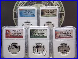 2010 S America the Beautiful ATB Proof SILVER (5 Coin) Set 25c NGC PF70 UC
