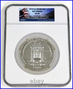 2010 US Mint America The Beautiful 5oz Silver Coin Hot Springs NGC MS69