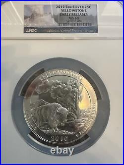 2010 Yellowstone Wyoming State 25c Quarter 5 Oz Silver Coin NGC MS-69 Early R