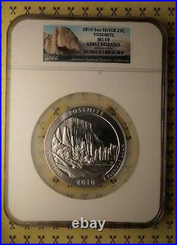 2010 Yosemite 5 Oz SILVER Quarter NGC MS 69 Early Releases WITH FREE $50 COIN
