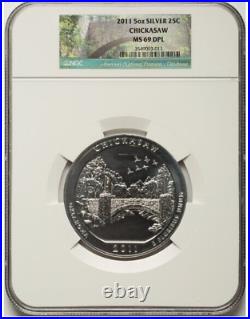 2011 25C Chickasaw NP 5 ounce Silver America the Beautiful Quarter NGC MS-69 DPL