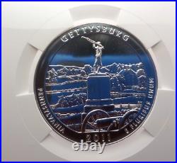 2011 ATB Gettysburg 5 Oz Silver Coin 25C NGC Early Release GEM Uncirculated