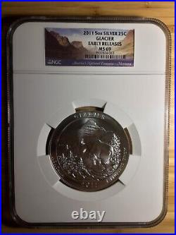 2011 Glacier ATB 5 oz. Silver Quarter NGC MS69 Early Releases