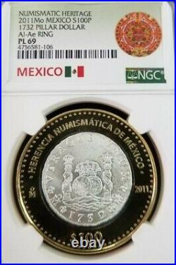 2011 Mexico S100p 1732 Pillar Dollar Ngc Pl 69 Beautiful High Grade Scarce Coin