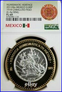 2011 Mexico S100p 1914 Caballito Peso Ngc Pl 69 High Grade Beautiful Coin Scarce