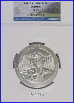2011 P 5oz Silver OLYMPIC NGC SP69 America the Beautiful 25C