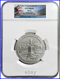 2011 P GETTYSBURG NGC SP70 America The Beautiful ATB 5 Oz Silver Coin SP 70