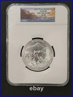 2011 P GLACIER NATIONAL 5oz Silver America The Beautiful NGC SP69 EARLY RELEASES