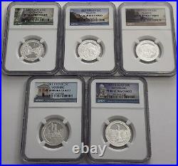 2011 S Proof Silver 5 Coin Quarter Set Ngc Pf70 Ultra Cameo National Parks 25c