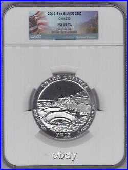 2012 5 Oz Silver Chaco Ngc Ms 68 Pl America The Beautiful Coin