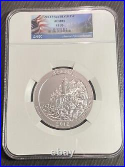 2012 P SP70 Acadia America The Beautiful ATB 5 Oz Silver Flag Label NGC