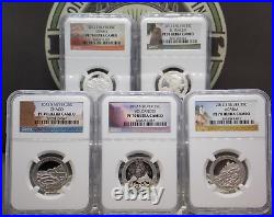 2012 S America the Beautiful ATB Proof SILVER (5 Coin) Set 25c NGC PF70 UC