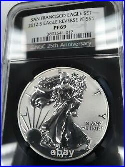 2012 S PF69 BEAUTIFUL Ultra Cameo REVERSE PROOF Silver Eagle, NGC, FREE SHIPPING