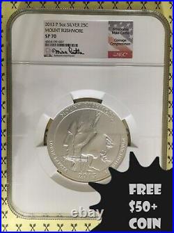 2013P Mount Rushmore 5 Oz Silver NGC SP70 signed by $Trillion Coin Congressman