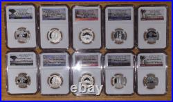 2013, 10 Coin Set Silver/Clad Washington Quarter America the Beautiful NGC PF70