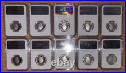 2013, 10 Coin Set Silver/Clad Washington Quarter America the Beautiful NGC PF70