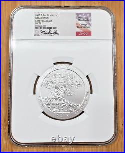 2013 25c Great Basin 5 oz. Silver Coin NGC SP70 Early Releases, Signed Castle