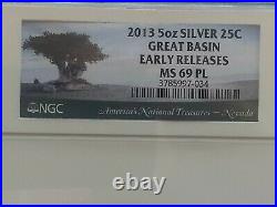 2013 5 oz America the Beautiful Great Basin NGC MS69 PL Early Release