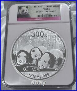 2013 China S300Y 1 kilo Silver Panda Proof PF-70 UC NGC LOC MBX2