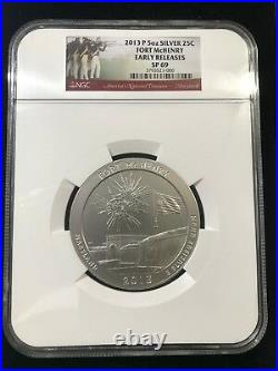 2013 FORT McHENRY ATB 5OZ SILVER QUARTER NGC SP-69 EARLY RELEASES