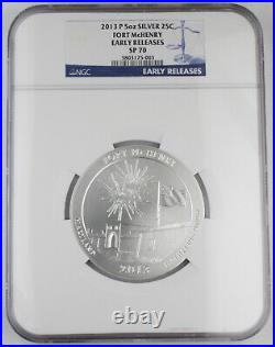 2013 FORT McHENRY America the Beautiful 5 Oz Silver Coin SP70 NGC Early Releases