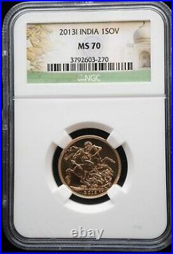2013-I India Gold Sovereign NGC MS-70 #3270 BEAUTIFUL COIN