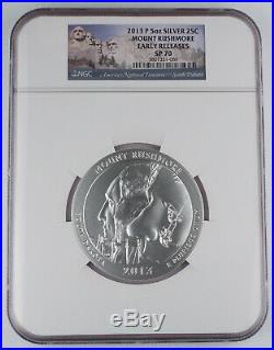 2013 Mount Rushmore America the Beautiful 5 Oz Silver Coin NGC SP70 Early Releas