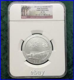 2013 NGC SP70 Fort McHenry 5oz. 999 Fine Silver Quarter, America the Beautiful