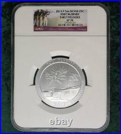 2013 NGC SP70 Fort McHenry 5oz. 999 Fine Silver Quarter, America the Beautiful