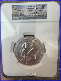 2013 P 5 oz Silver 25c Mount Rushmore NGC SP 70 Early Releases