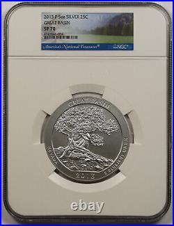 2013 P Great Basin Silver 5oz 25C SP 70 NGC America the Beautiful ATB