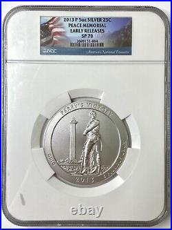 2013-P PEACE MEMORIAL 5oz. 999 Silver ATB NGC SP 70 Early Releases