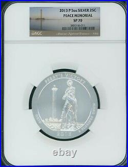 2013-P PERRY's VICTORY PEACE MEMORIAL ATB AMERICA BEAUTIFUL 5 Oz SILVER NGC SP70