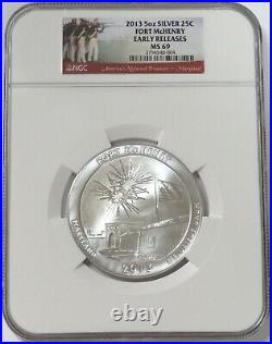 2013 Silver 5 Oz Fort Mchenry MD National Treasure Ngc Ms 69 Early Releases