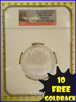 2013 White Mountain 5 Oz SILVER NGC Quarter MS 69 Deep Prooflike Early Releases