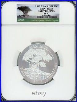 2013-p Great Basin America Beautiful Atb 5 Oz. Silver Ngc Sp70 Early Releases Er