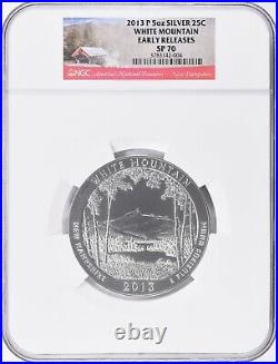 2013-p White Mountain Atb America Beautiful 5 Oz. Silver Ngc Sp70 Early Releases