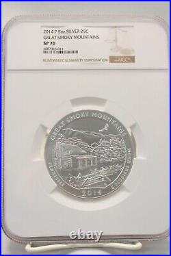 2014 America the Beautiful 5oz Silver Coin Great Smoky Mountains NGC SP 70