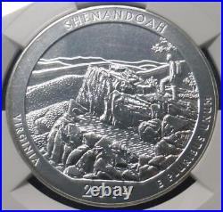 2014 NGC MS69 DPL Shenandoah 5oz. 999 Fine Silver ATB Quarter, Deep Proof Like