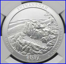 2014 NGC SP 70 Shenandoah America the Beautiful 5oz Silver Quarter, 1st Release