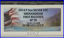 2014 NGC SP 70 Shenandoah America the Beautiful 5oz Silver Quarter, 1st Release
