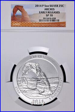 2014-P Arches ATB 5 Ounce Silver NGC SP70 National Treasure