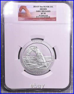 2014-P Arches America The Beautiful ATB 5 oz Silver NGC SP70 Early Releases
