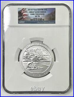 2014-P GREAT SAND DUNES 5oz. 999 Silver ATB NGC SP 70 Early Releases
